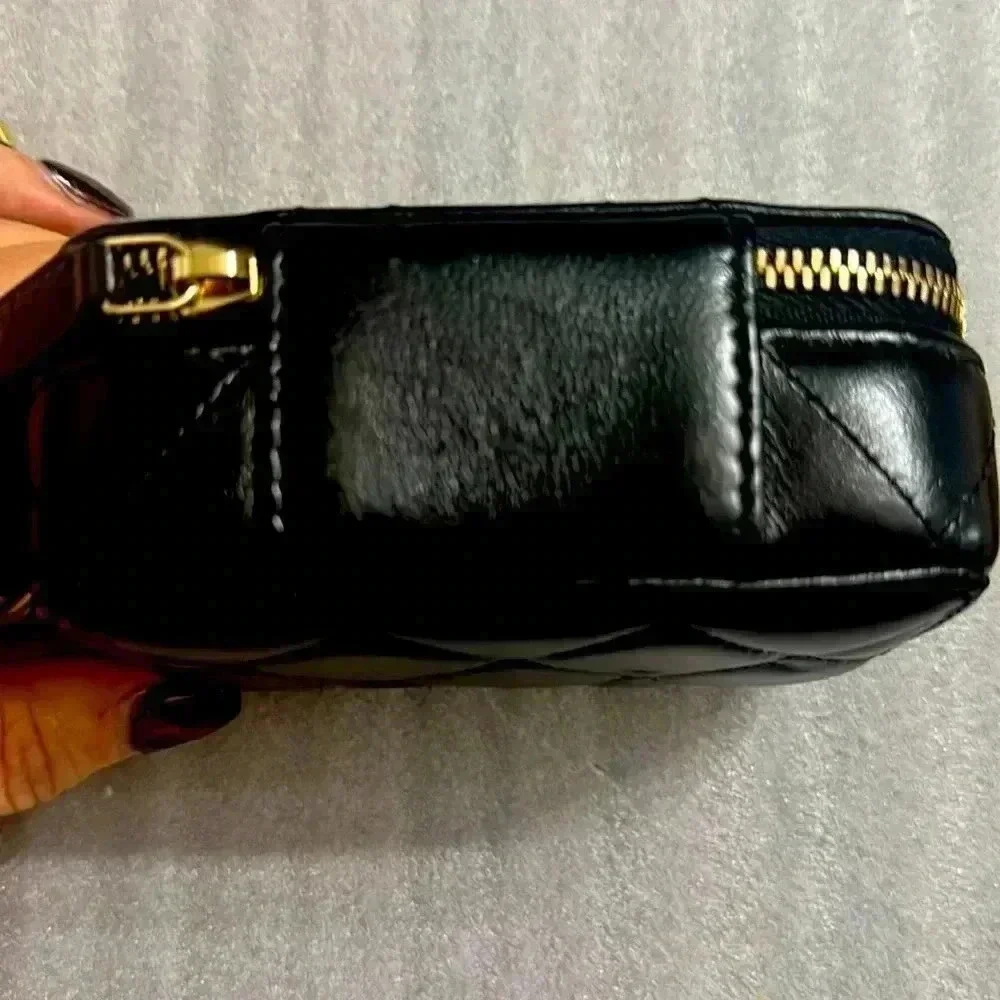 Chanel Black Quilted Mini Lacquered Chain Clutch in lambskin leather